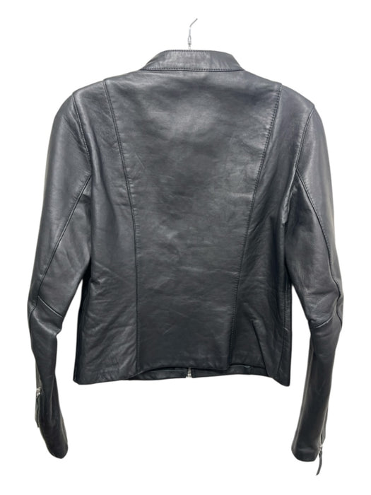 Zara Size Medium Black Sheep Leather Cotton Lining Zipper Long Sleeve Jacket Black / Medium