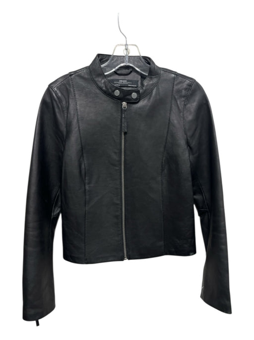 Zara Size Medium Black Sheep Leather Cotton Lining Zipper Long Sleeve Jacket Black / Medium