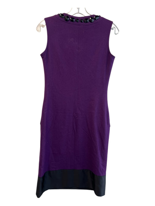 Etcetera Size 0 Violet & Black Viscose & wool Split V Neck Sleeveless Dress Violet & Black / 0