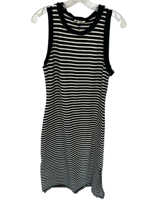 Entro Size M Black & Cream Polyester Blend Maxi Striped Sleeveless Dress Black & Cream / M