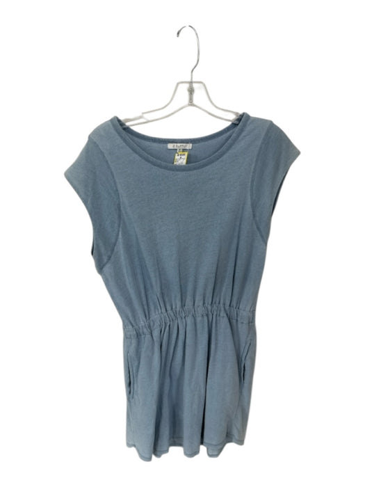 Z Supply Size M Blue Cotton Cap Sleeve Elastic Waist Dress Blue / M