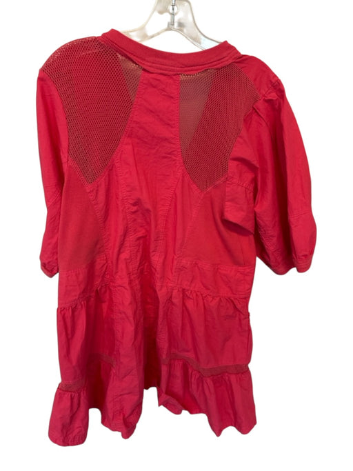 Daily Practice Size M Coral Pink Cotton 3/4 Balloon Sleeve Mesh Detail Dress Coral Pink / M