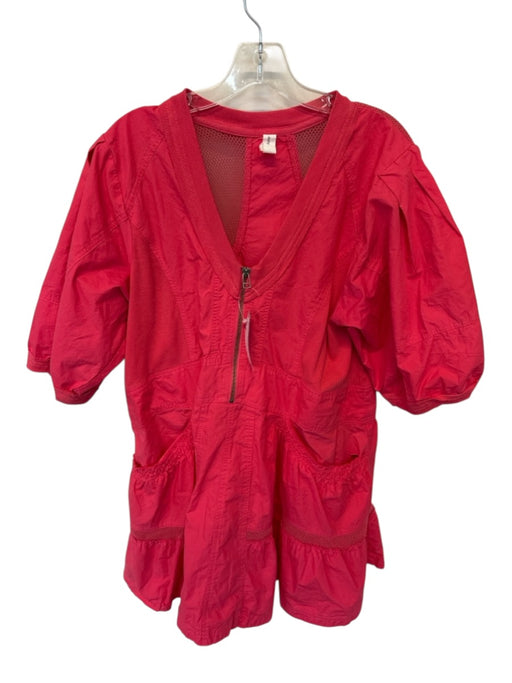 Daily Practice Size M Coral Pink Cotton 3/4 Balloon Sleeve Mesh Detail Dress Coral Pink / M