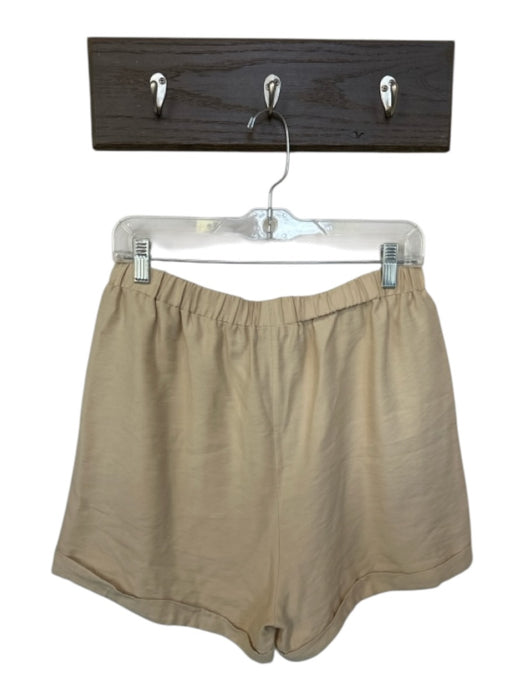 Tuckernuck Size L Tan Rayon & Cotton High Waist Roll  Up  Cuffs Pockets Shorts Tan / L