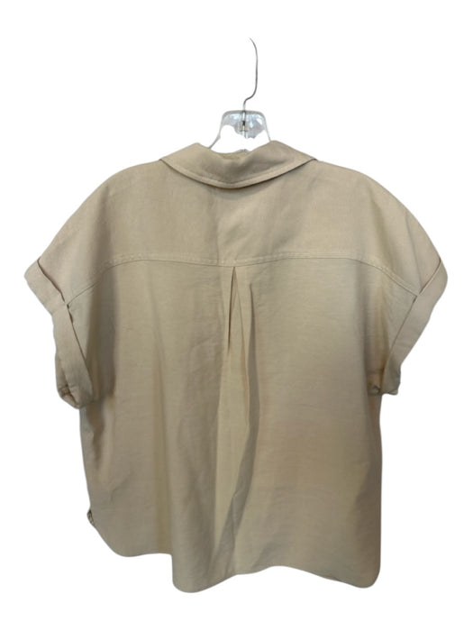 Tuckernuck Size M Tan Rayon & Polyester Collar V Neck Front Pockets Top Tan / M