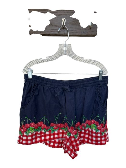 Damson Madder Size 12 Navy & Red Cotton Cherry Print smocked Short Set Short Set Navy & Red / 12