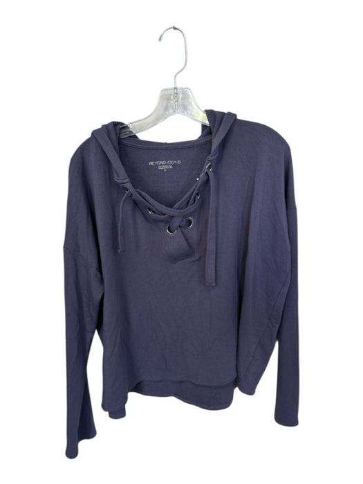 Beyond Yoga Size M Navy Modal Blend Lace Up Long Sleeve Athletic Hoodie Navy / M