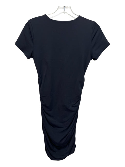 Babaton Size Medium Black Nylon Blend Short Sleeve Rouched Athleisure Dress Black / Medium