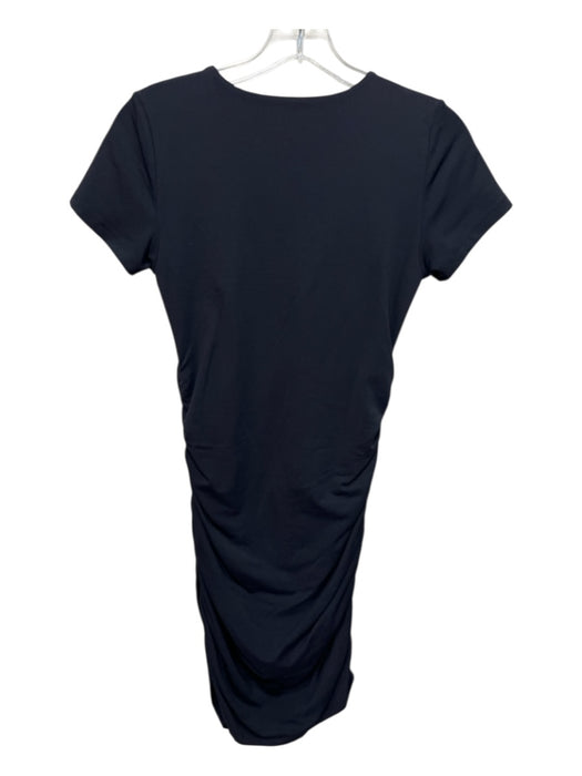 Babaton Size Medium Black Nylon Blend Short Sleeve Rouched Athleisure Dress Black / Medium