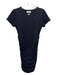 Babaton Size Medium Black Nylon Blend Short Sleeve Rouched Athleisure Dress Black / Medium