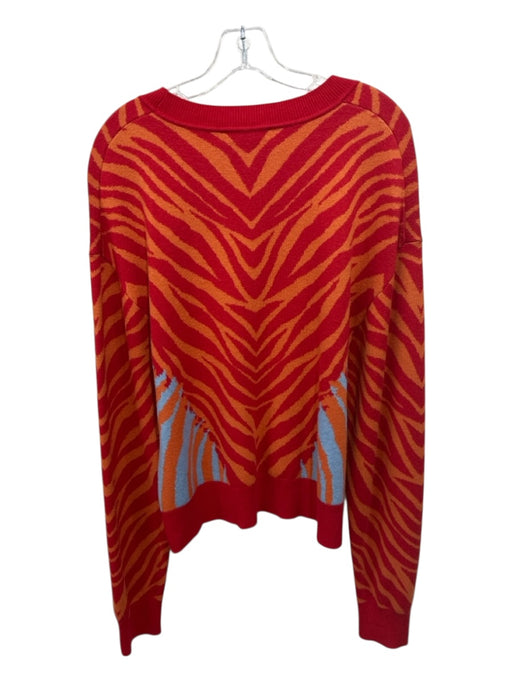 Rag & Bone Size L Red, Orange, Blue Viscose Blend Knit Zebra Long Sleeve Sweater Red, Orange, Blue / L