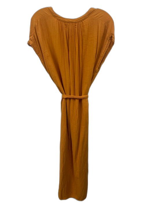 XiRENA Size XS Yellow Orange Cotton Short Cap Sleeve Button Front Midi Dress Yellow Orange / XS
