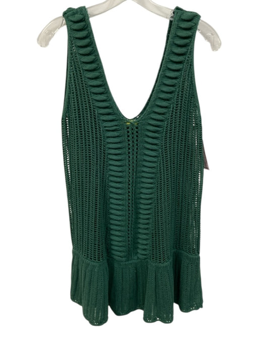 Celandine Size S Dark Green Cotton & Viscose Knit Sleeveless Ruffle Hem Top Dark Green / S