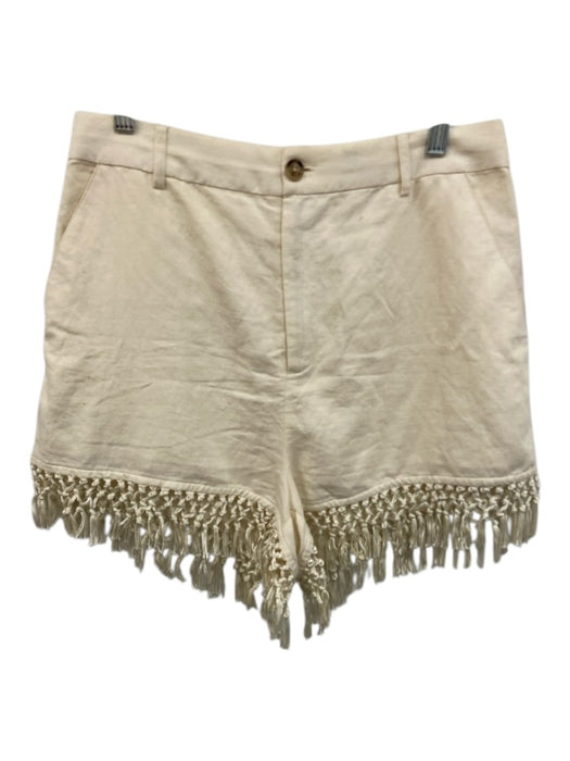 Cami NYC Size M / 8 Cream White Linen & Cotton Fringe Tassels High Rise Shorts Cream White / M / 8