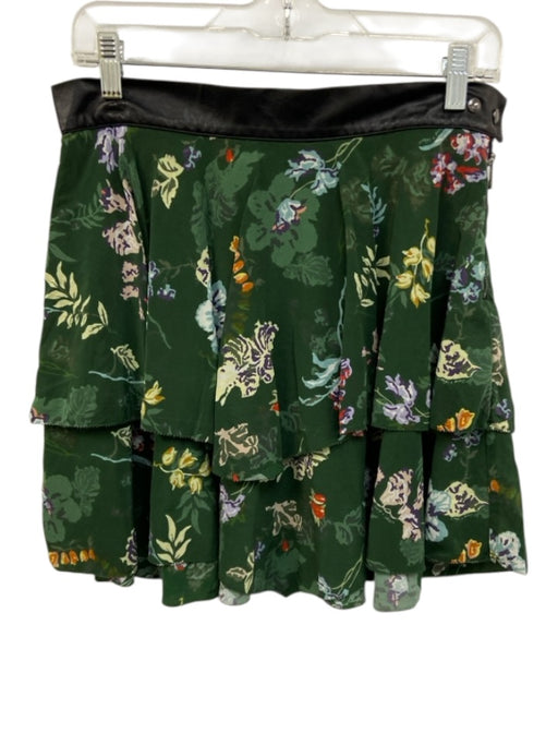 Zadig & Voltaire Size Est M Green & Multi No Fabric Tag Floral Ruffle Mini Skirt Green & Multi / Est M