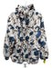 Tory Burch Size M Cream, Brown & Blue Polyester Floral Zip Front Hooded Jacket Cream, Brown & Blue / M