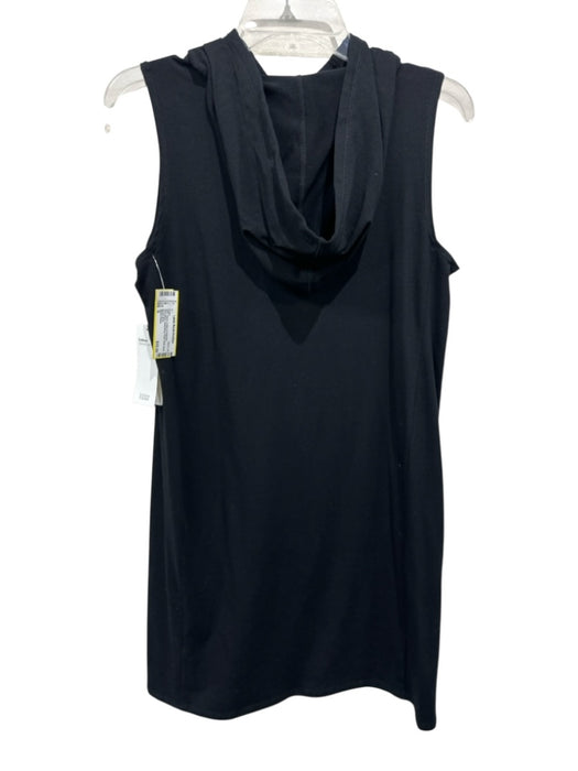 Eileen Fisher Size S Black Cotton & Spandex Sleeveless Drawstring Hood Dress Black / S