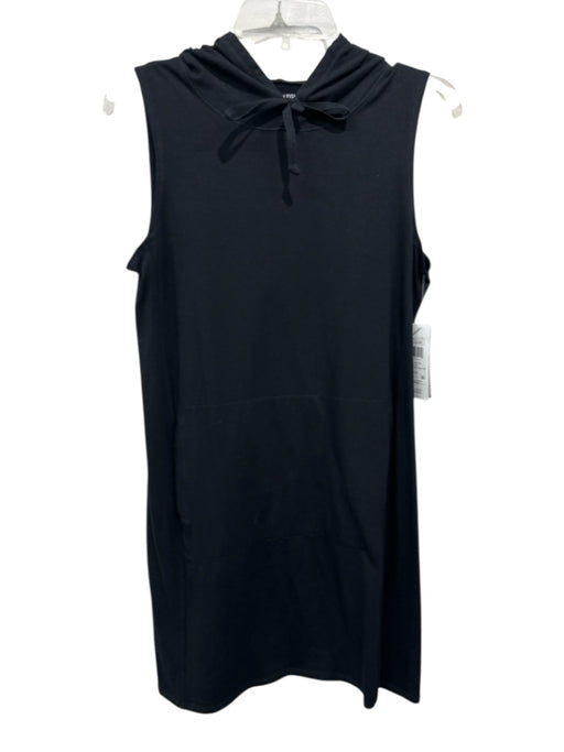 Eileen Fisher Size S Black Cotton & Spandex Sleeveless Drawstring Hood Dress Black / S