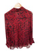 Ganni Size 36 Red & Black Viscose Long Sleeve Button Down Abstract Top Red & Black / 36