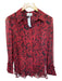 Ganni Size 36 Red & Black Viscose Long Sleeve Button Down Abstract Top Red & Black / 36