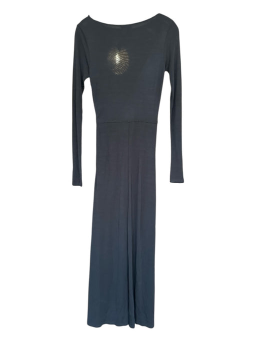 Staud Size M Black Viscose Long Sleeve Front Twist Maxi Side Zip Dress Black / M