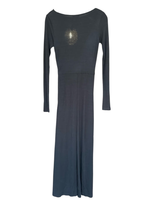 Staud Size M Black Viscose Long Sleeve Front Twist Maxi Side Zip Dress Black / M