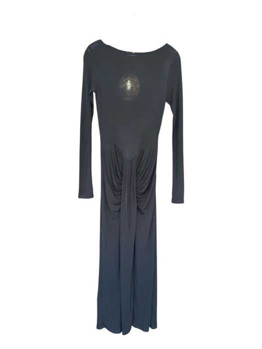 Staud Size M Black Viscose Long Sleeve Front Twist Maxi Side Zip Dress Black / M