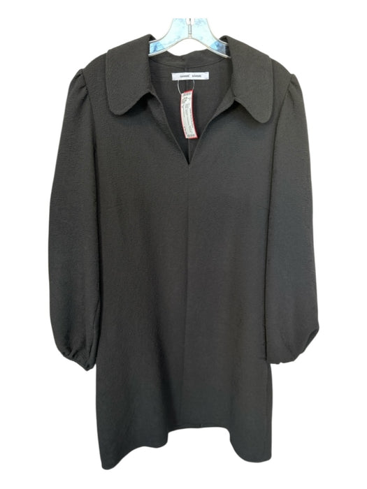 Samsoe Samsoe Size M Black Polyester Long Sleeve Textured Collar Dress Black / M