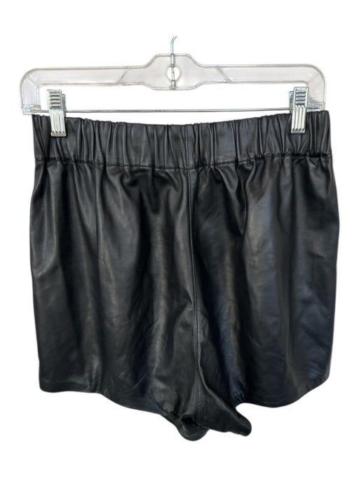 Tibi Size S Black Lamb leather Elastic Waist Front Pockets Shorts Black / S