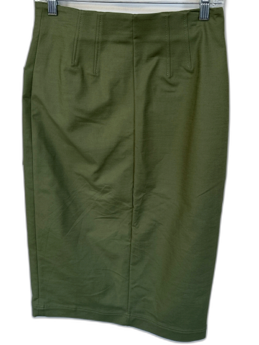 Veronica Beard Size 6 Olive Green Cotton Blend High Waist Front Zip Midi Skirt Olive Green / 6