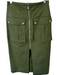 Veronica Beard Size 6 Olive Green Cotton Blend High Waist Front Zip Midi Skirt Olive Green / 6