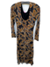 Z Supply Size M Brown & Black Polyester Blend Long Sleeve Flowers Low Back Dress Brown & Black / M