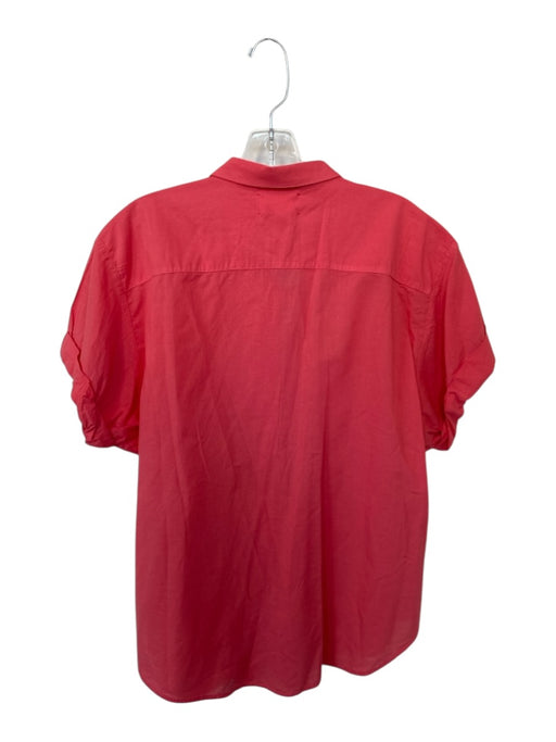 XiRENA Size M coral Cotton Cap Sleeve Button Down Collar Top coral / M