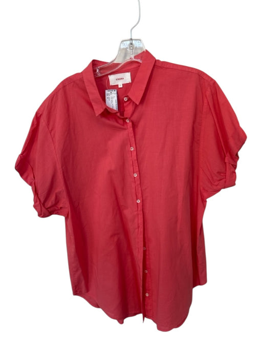 XiRENA Size M coral Cotton Cap Sleeve Button Down Collar Top coral / M