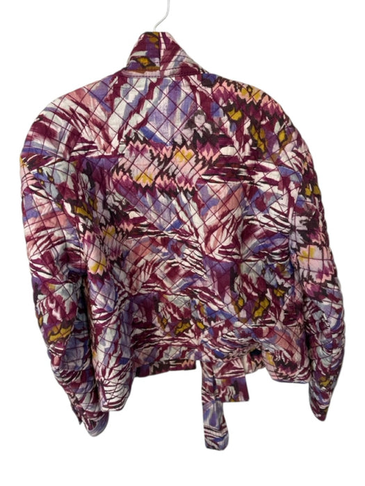 Chufy Size M/L purple & pink Cotton Quilted Abstract Belted Coat purple & pink / M/L