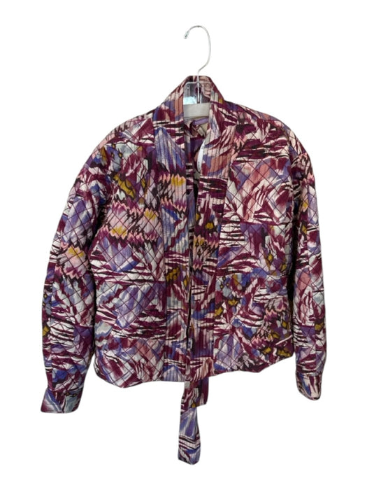 Chufy Size M/L purple & pink Cotton Quilted Abstract Belted Coat purple & pink / M/L