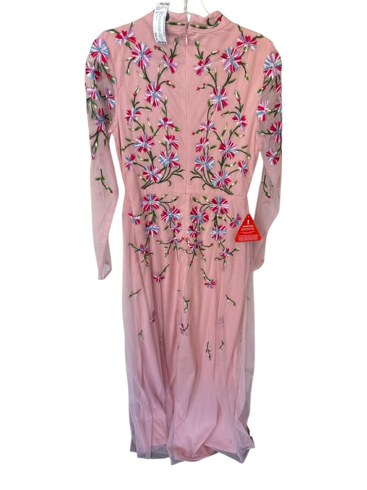 Frock & Frill Size 6 Pink & Multi Polyester Long Sheer Sleeves Embroidered Dress Pink & Multi / 6