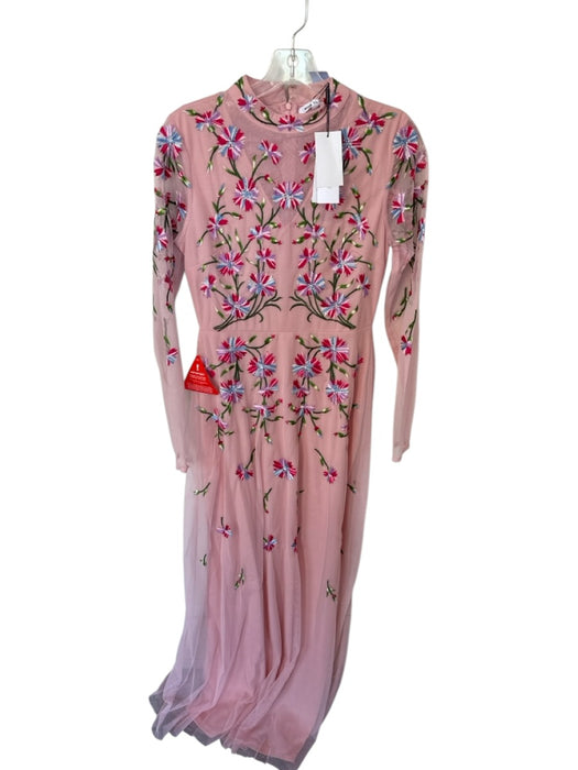 Frock & Frill Size 6 Pink & Multi Polyester Long Sheer Sleeves Embroidered Dress Pink & Multi / 6