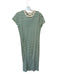 Nation Size M Cream & Green Pima Cotton Short Sleeve Striped Slit Maxi Dress Cream & Green / M