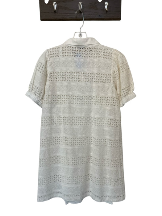 S'edge Size S White Cotton Short Sleeve Lace Slip Incl Button Down Dress White / S