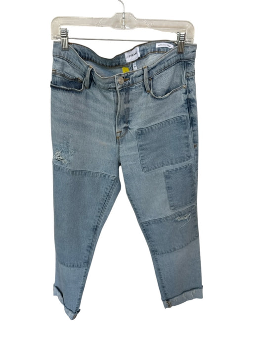 Frame Size 29 Light Wash Cotton Blend Low Rise Patchwork Cuffed Jeans Light Wash / 29