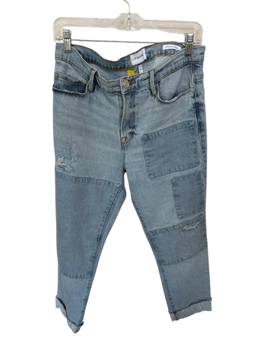Frame Size 29 Light Wash Cotton Blend Low Rise Patchwork Cuffed Jeans Light Wash / 29