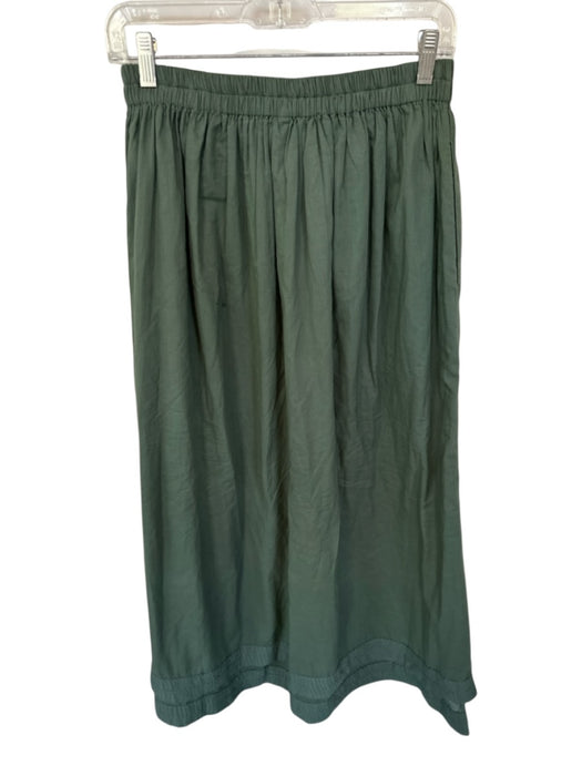 Mirth Size S Olive Green Cotton Elastic Waist Lace Trim Maxi Front Pockets Skirt Olive Green / S