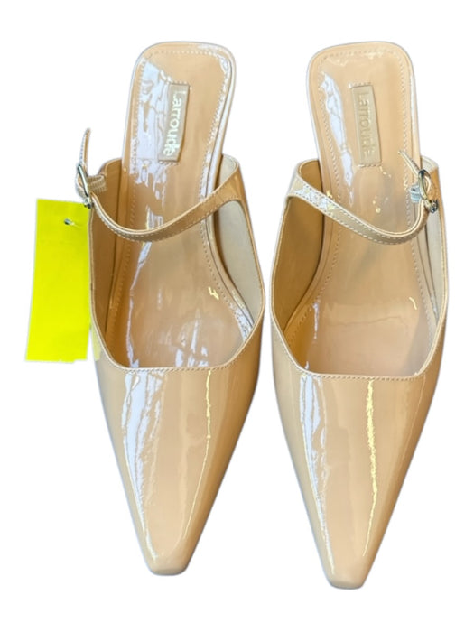 Larroude Shoe Size 8 nude Patent Leather Stiletto Buckle Pointed Toe Mules nude / 8