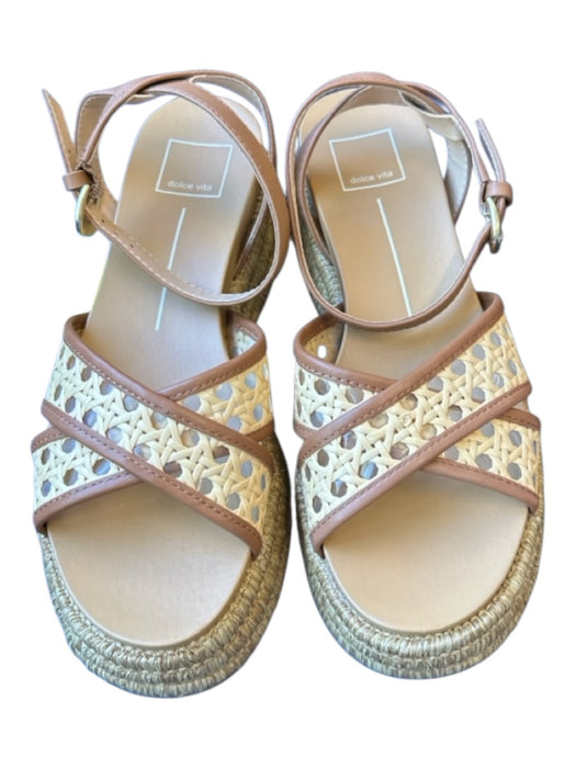 Dolce Vita Shoe Size 8 Brown & Tan Leather Wicker Espadrille Platform Sandals Brown & Tan / 8