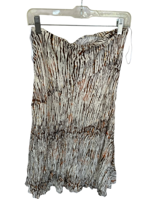 Elan Size M Cream & Bronze Modal Blend Elastic Waist Wood Grain Maxi Skirt Cream & Bronze / M