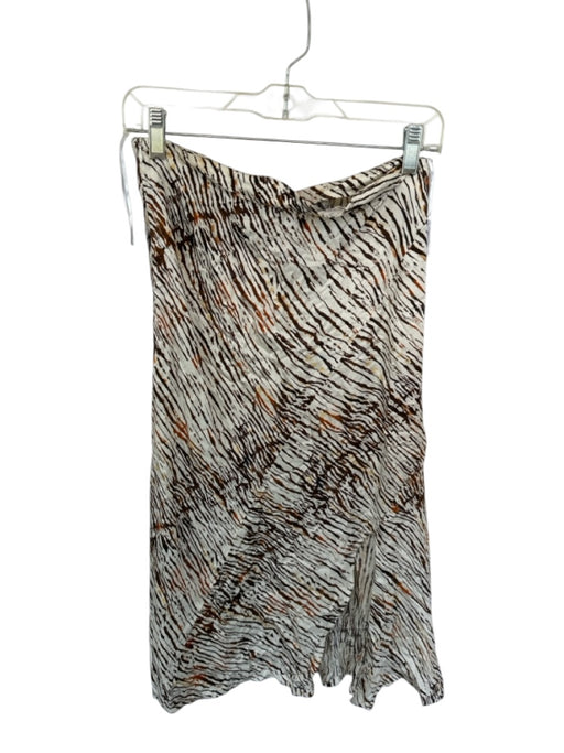 Elan Size M Cream & Bronze Modal Blend Elastic Waist Wood Grain Maxi Skirt Cream & Bronze / M