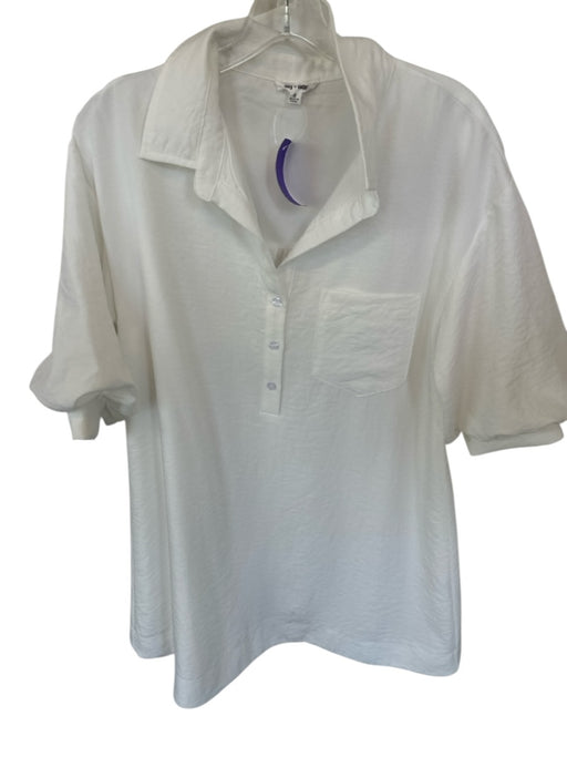 day + moon Size S White Polyester 3/4 Balloon Sleeve Collar Buttons Dress White / S
