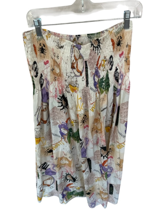 Marie Oliver Size M Cream & Multi Rayon Blend Smocked Waist Band Horoscope Skirt Cream & Multi / M
