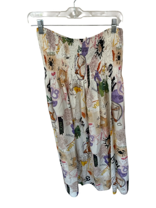 Marie Oliver Size M Cream & Multi Rayon Blend Smocked Waist Band Horoscope Skirt Cream & Multi / M